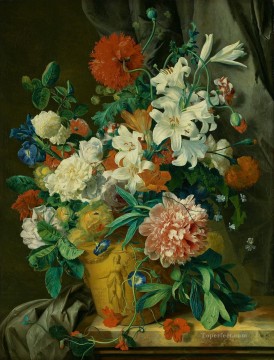  Huysum Canvas - Stilleven met bloemen fowers in pot Jan van Huysum